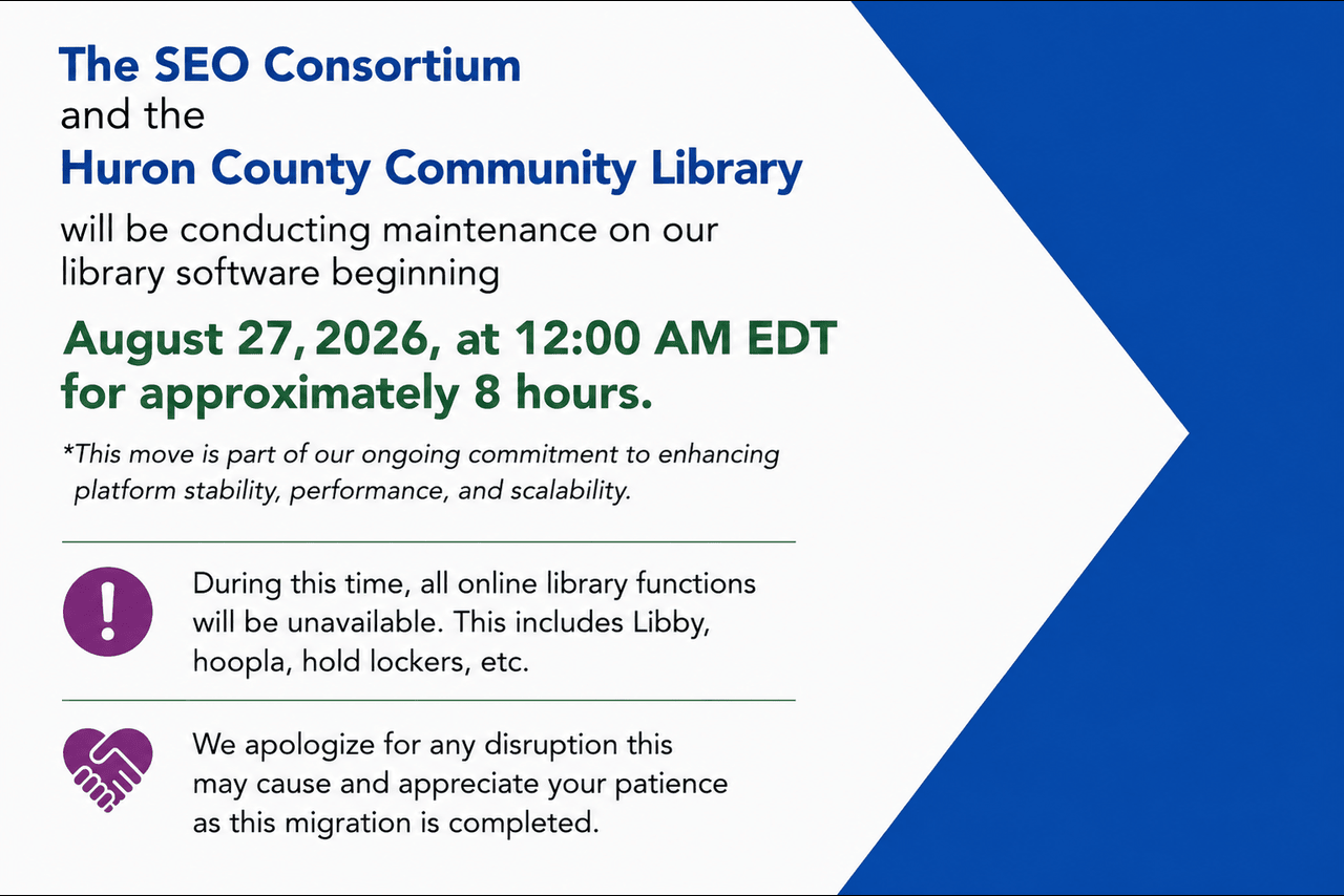 Library systems will be down on August 27th from 12AM to 8AM